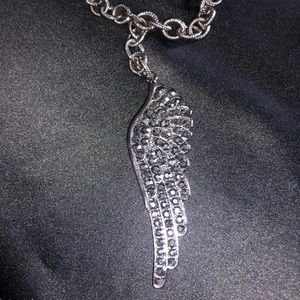 Angel Wing- gun metal chain necklace
